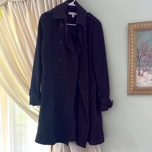 New York & Company Black Trench Coat Classic Long-Length